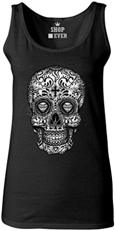 shop4ever Day of The Dead White Skull Women's Tank Top