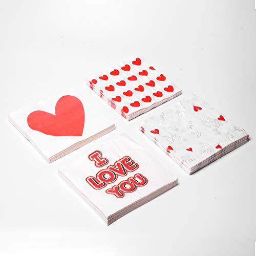 image for Xieda 80 Pack Valentine's Day Disposable Paper Napkins Cocktail Bevera