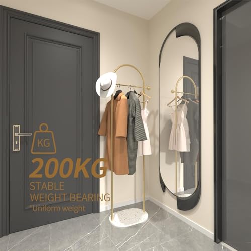 Hcosmy Coat Rack with Durable Metal-Elevate Your Entryway Style: Arch Metal Coat Rack, Stylish and Versatile, 170cm Height, Thick Tubes, and Marble Base for Modern Organization (Black)