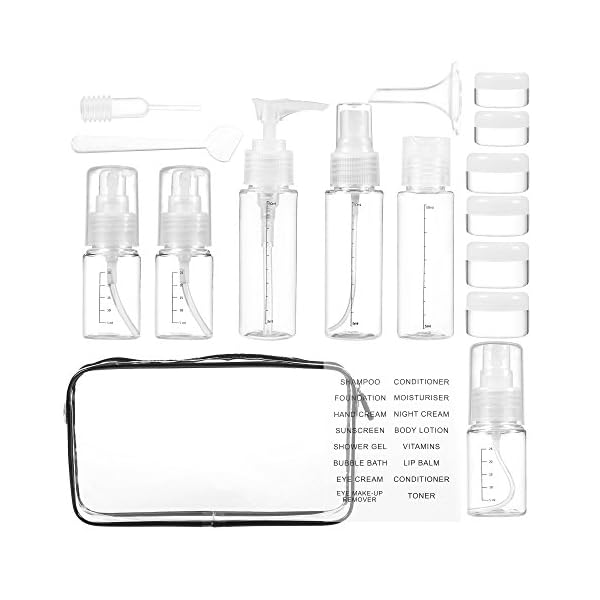 16 Pack Travel Bottle Kit Set, Assorted Lids, Toiletry Cosmetic Makeup