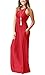 GRECERELLE Women's Casual Long Maxi Dresses with Sleeveless Red L
