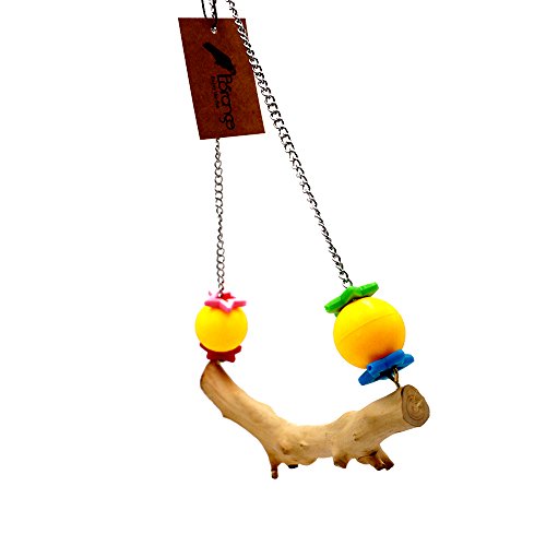 Borange Bird Swing Perch Wooden Budgies Stand Toys Pet Bird Cage Hanging Toy for Small Animals Parakeets Cockatiels, Conures, Macaws, Parrots, Love Birds, Finches (S: 20cm/8" perches length) - Thumbnail 3