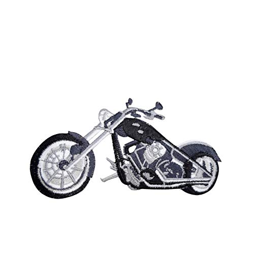 Black and Gray Motorcycle Iron on Embroidered Patch