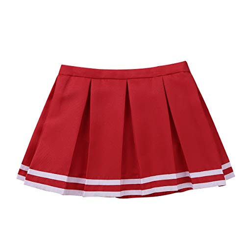 Agoky Girls Youth Box Pleated Cheerleading School Uniform Skirt Squad Cheer Leader Costume Red 5-6