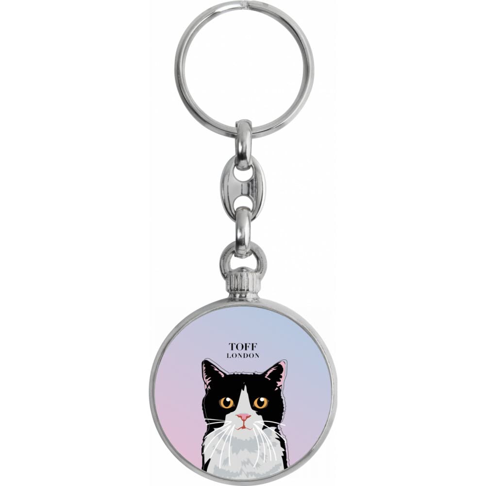 Toff London Black And White Cat Head Keyring
