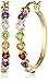 Amazon Collection 18k Yellow Gold Plated Sterling Silver Genuine Multi Gemstone Hoop Earrings