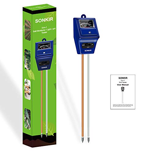 image for Sonkir Soil pH Meter, MS06 3-in-1 Soil Moisture/Light/pH Tester Garden