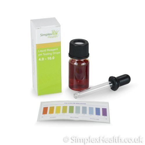 Simplex Health pH Test Kit/Drops For Drinking Water & Saliva pH Testing - Alkaline pH Water Testing Kit