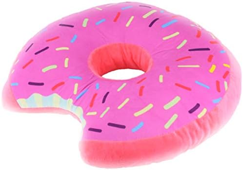EDS Industries Donut Shaped Plush Pillow Sprinkled Comfy Seat Cushion Food Throw Pillows (Pink)