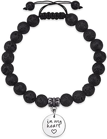 Jeka Lava Rock Bracelet for Women Girls Healing Energy 8mm Beaded Yoga Silver Dainty Charm-Essential Oil Diffuser Adjustable Natural Stone Chakra Religious Mala Jewelry