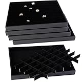 Soaptree Velvet 36 Grid Jewelry Tray Stackable Showcase Display Organizer ,1 Piece (36 Grid Jewelry Tray)