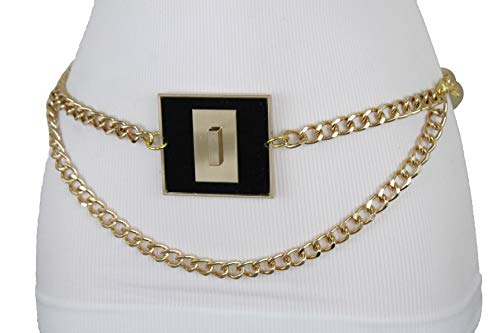 TFJ Women Fashion Belt Hip Waist Extra Long Fringes Metal Chain Plus M L XL Gold