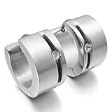 Men's Stainless Steel Stud Hoop huggie Earrings CZ Silver Charm Elegant