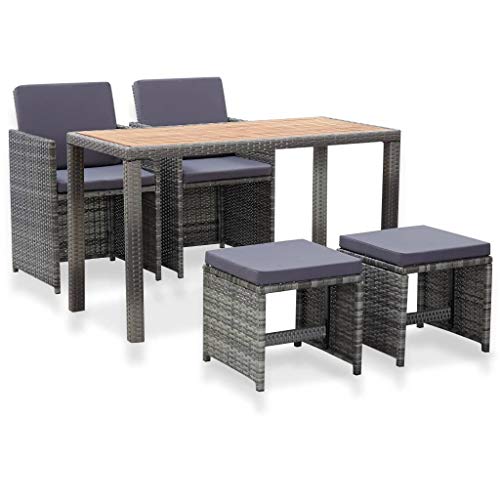 pedkit 5-TLG. Garten Essgruppe Gartengarnitur Gartenmöbel Set Gartenset Garten Essgruppe Tisch Stuhl Sessel Poly Rattan…