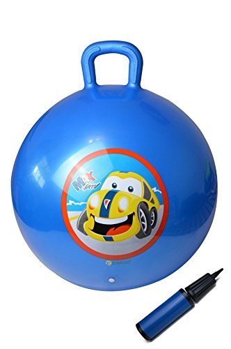 GreEco Space Hopper Ball Including Free Pump, Kangaroo Bouncer, Hippity Hop, Bouncing Toy, Diameter 55cm/22 Inch for Ages 6-9, Blue
