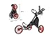 CaddyTek EZ-Fold 3 Wheel Golf Push Cart, Red