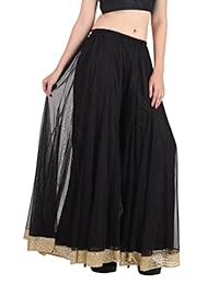 shararat dama Pantalones Palazzo Georgette Trabajo Pesado pierna ancha Cintura Alta sharara