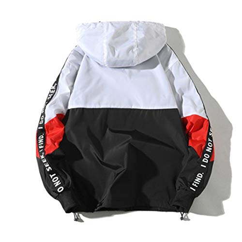 AITFINEISM Men's Fashion Pullover Hooded Waterproof Lightweight Windbreaker Jacket (Small, White)