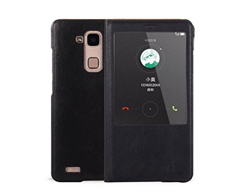 Yooky Hua Wei Mate 7 Case, Premium PU Phone Cover ï¼ŒBusiness Style Luxury Genuine Leather View Window Flip Wallet Case Protective Shell For HuaWei Mate 7 (Black)