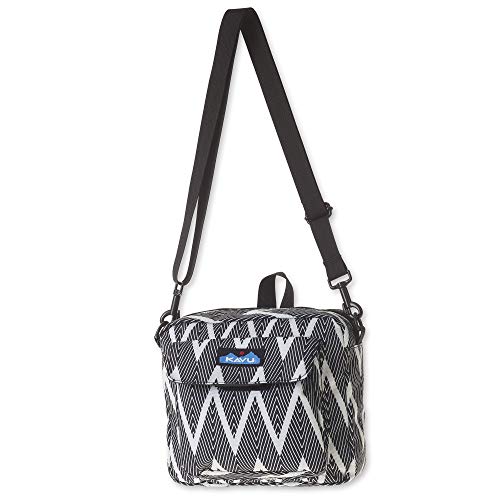 KAVU Nantucket Crossbody Bag Adjustable Sling Purse Black Zig Zag