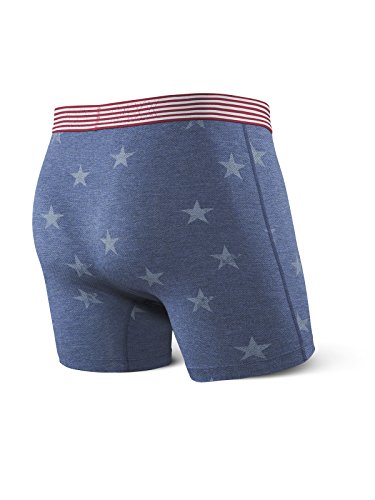 Saxx Underwear Men's Boxer Briefs - Vibe Boxer Briefs with Built-in Ballpark Pouch Support - Underwear for Men,Chambray Americana,Large