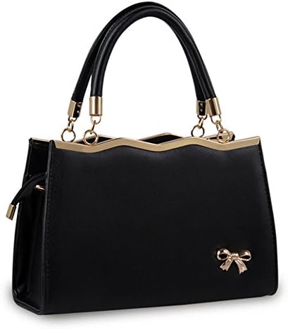 HeyKiss Lady Fashion Butterfuly Knot Elegant Pure Color Simple Handbag(Black)