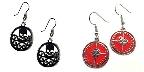 Black Hydra Logo and Hawkeye Logo Dangle Earrings w/Gift Box