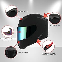 1STorm Motorcycle Full Face Helmet Skull King Matt
