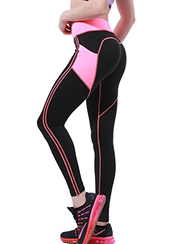 OVESPORT Women High Waist Ankle Length Workout Skinny Active Yoga Sports Leggings(2060Pink,S)