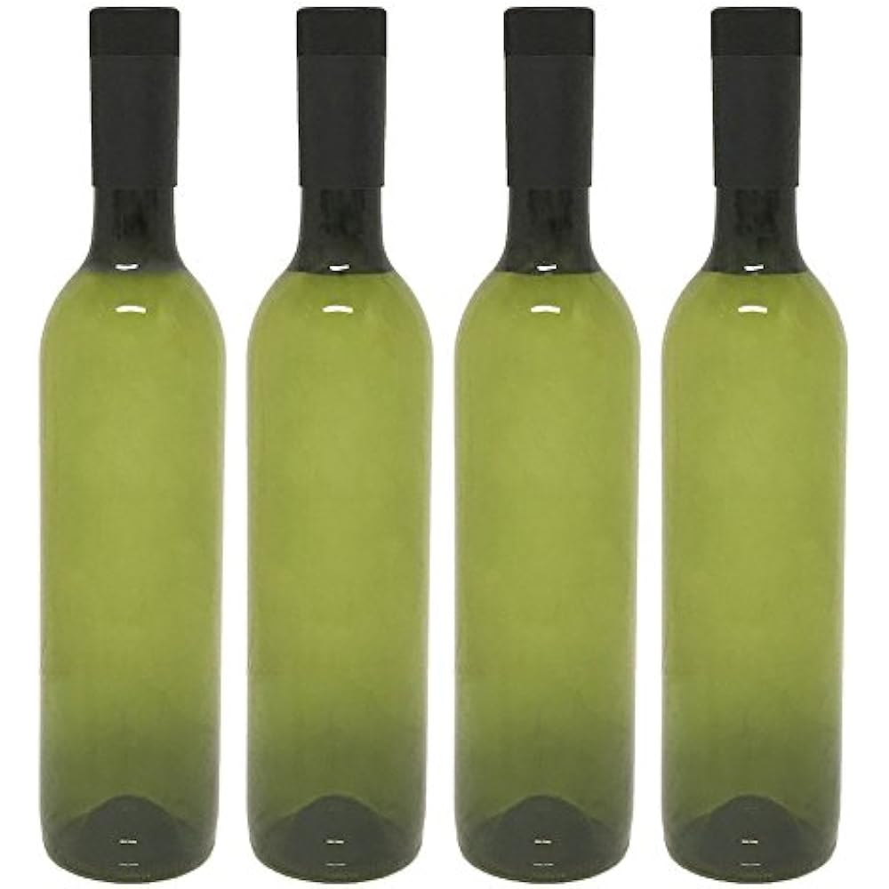 Plastic Wine Bottles & Screw Caps, Green, 750ml Pack 4 Grocery