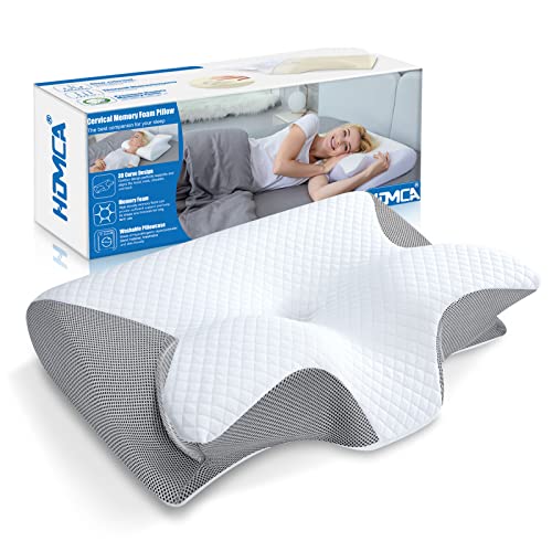 HOMCA Memory Foam Cervical Pillow, 2 in 1 Ergonomic Contour Orthopedic Pillow for Neck Pain, Contoured Support Pillows for Side Back Stomach Sleepers