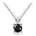 Hoops & Loops 925 Sterling Silver Black Cubic Zirconia Round Solitaire Necklace for Women Men, Silver, Yellow Gold, Rose Gold