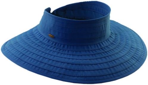 Scala Women's Ribbon Braid Roll-up Sun Visor Hat (Blue)