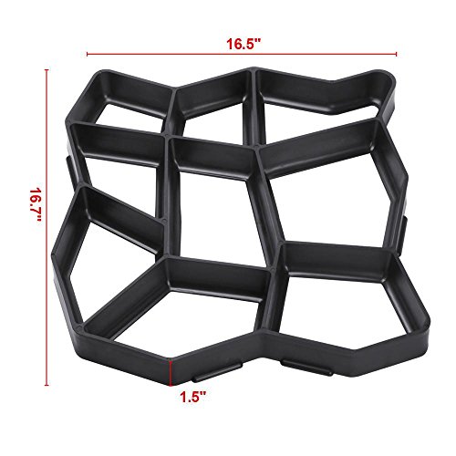 go2buy 2 Pack Plastic Pathmate Walk Way Paver Concrete Stone Mould Paving Mold Black, 16.7 x 16.5 x 1.5'' - Thumbnail 3