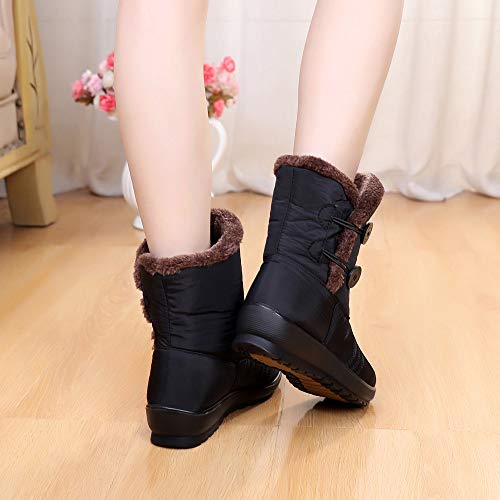 Teresamoon Women's Ladies Winter Waterproof Short Snow Boots Footwear Warm Shoes (Black/38)