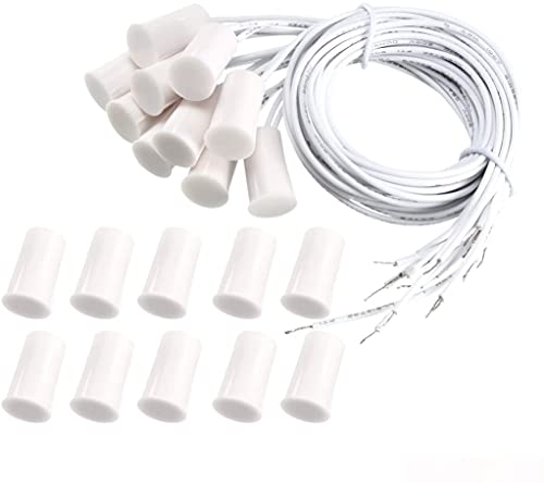 GUUZI 10pcs N.C. Normally Closed Recessed Wired Security Window Door Contact Sensor Alarm Magnetic Reed Switch (White)