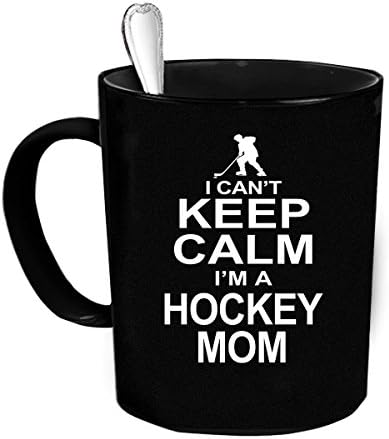 Custom Personalized Can't Keep Calm Hockey Mom Black 15 oz Coffee Mug
