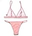 RELTANGL Women's 2 Piece Bikini Triangle Top Brazilian Bottom Swimwear Bikini Set, Bare Pink, Small (US 2-4)