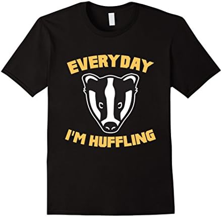 Men's Everyday I'm Huffling Huffle Badger Cute Funny Animal Graphic T-Shirt Large Black