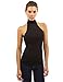 PattyBoutik Women's Halter Turtleneck Open Back Blouse (Black L)
