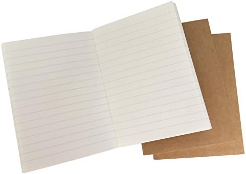 Ruled Notebook Inserts - Set of 3 Lined Refills for Passport Size Travelers Journal - 100gsm Thick Cream Paper, 192 Pages - Perfect Refill for 5.3 x 4.1'' Leather Journal