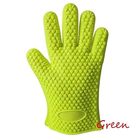 Generic Green: 1Pc Fashion Comfrotable Silicone Kitchen Dish Washing Heat Resistant Glove Oven Pot Holder Baking BBQ Cooking Gl