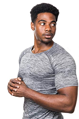 Kamo Fitness Short Sleeve Activewear T-Shirt for Men with Fast Drying and Moisture Transport (Grey, M)