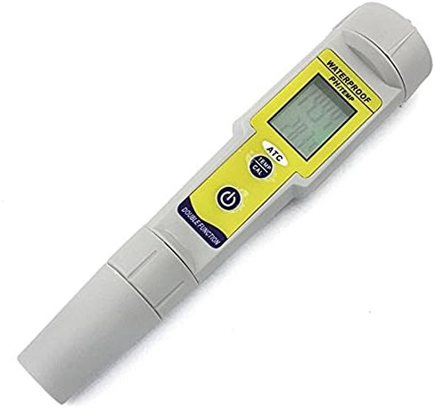 PH Meter Digital Monitor - QIYAT Waterproof pH Meter 0~14 Pen Digital LCD Display Tester, Portable Waterproof with ATC, Resolution 0.01, Accuracy for Aquarium, Fish Tank Water Monitor (pH-618)