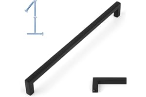 KOOFIZO Solid Square Bar Cabinet Handle - Black Furniture Pull, 7.6 Inch/192mm Screwhole Distance, 1-Piece for Kitchen Cupboard Door, Bedroom Dresser Drawer, Bathroom Wardrobe Hardware
