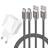 IceFrog Cargador Movil con Cable USB Tipo c [2Pack 2M], Cargador de Movil con 2 