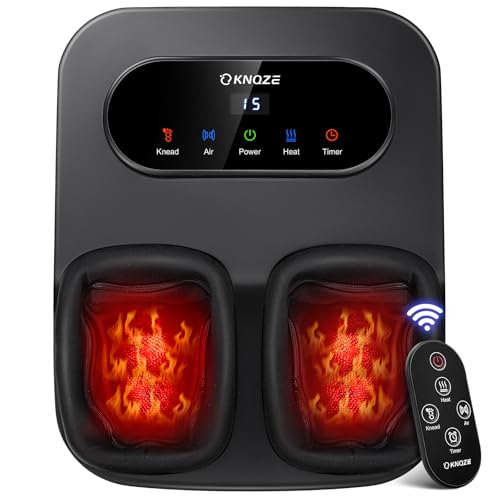 KNQZE Foot Massager Machine with Heat, Shiatsu Foot Massager with Remote Control & LCD Touch Panel, Deep Kneading Soothing Heat, Squeeze & Rolling Massage, Relax for Home or Office