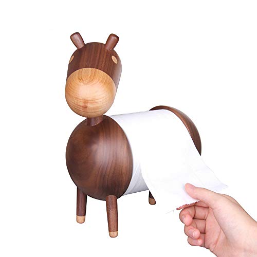 Cartoon Small Donkey Dispenser, Creative Wooden Roll Holder, Solid Wood Toilet Paper Crafts Ornaments, 23 * 11 * 25cm