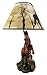 Brown Stallion Horse Table Lamp W/Nature Print Shade