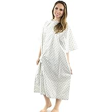 Hospital Gown Cotton Blend Useful Fashionable Patient Gowns Back Tie 46" L& 66" W Fits All Sizes to 2XL Sizes Fit Comfortably - Hospital Gown